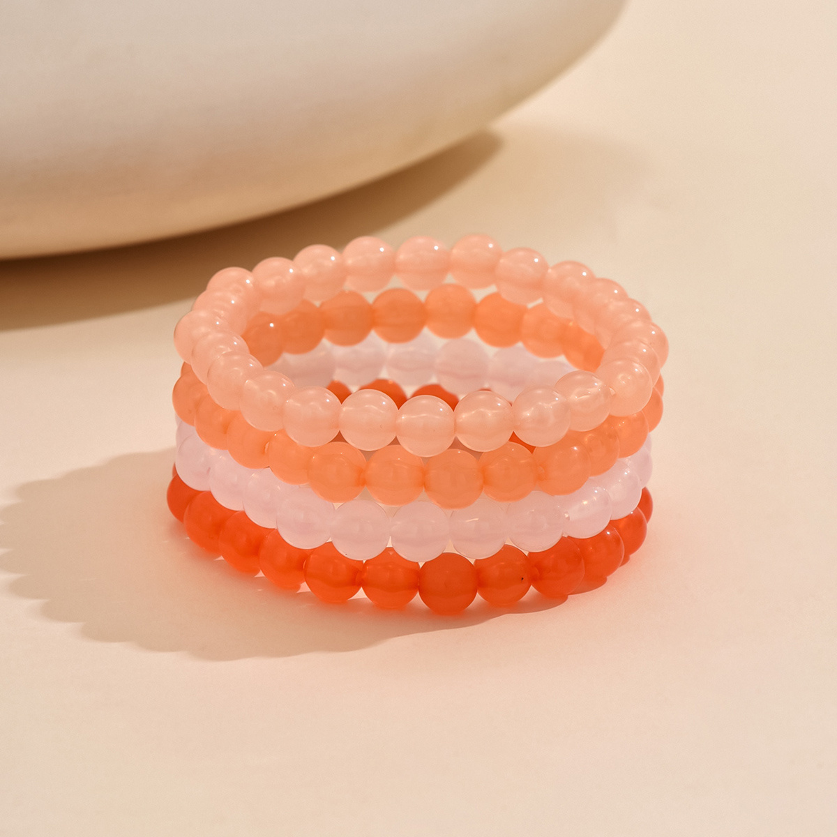 4pcs Gradient Bead Elastic Bracelet Set for Women